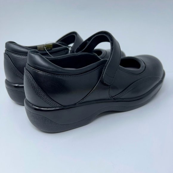 Apex Womens Ambulator Mary Janes Shoes Black Leather Hook & Loop Strap 9.5W New - Picture 5 of 12